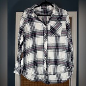 Eddie Bauer Navy, White & Pink Plaid Shirt
